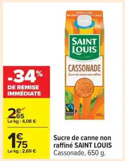 Carrefour Sucre de canne non raffiné SAINT LOUIS offre