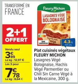 Carrefour Plat cuisinés végétaux FLEURY MICHON offre
