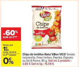 Carrefour Chips De Lentilles Natur' & Bon Vico offre