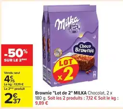 Carrefour Brownie lot de 2 MILKA Chocolat offre