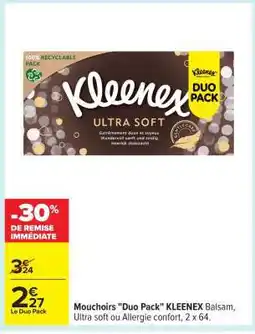 Carrefour Mouchoirs Duo pack KLEENEX offre