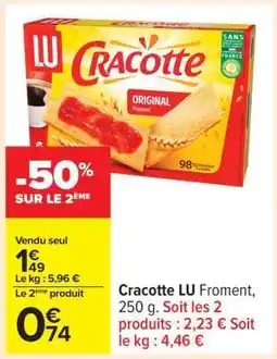 Carrefour Cracotte LU Froment, 250 g offre
