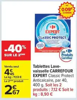 Carrefour Tablettes Lave-vaisselle CARREFOUR EXPERT Classic Protect Anticalcaire offre