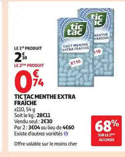 Auchan TIC TAC Menthe extra fraîche offre