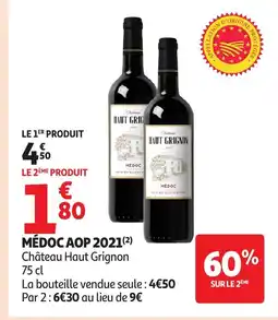 Auchan CHÂTEAU HAUT GRIGNON Médoc aop 2021 offre