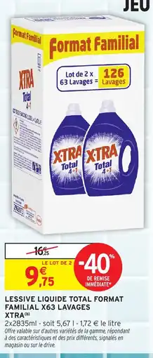 Intermarché Hyper Lessive liquide total format familial x63 lavages xtra offre