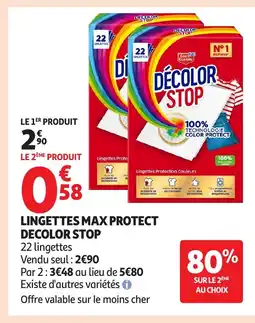 Auchan DECOLOR STOP Lingettes max protect offre
