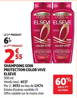 Auchan ELSEVE Shampoing soin protection color vive offre