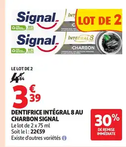 Auchan SIGNAL Dentifrice intégral 8 au charbon offre