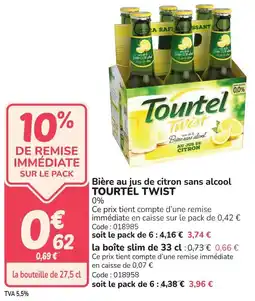 Promocash Bière au jus de citron sans alcool tourtel twist offre