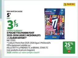 Auchan 5 pochettes panini foot 2025-2026 ligue 1 mcdonald's +1 album offert offre