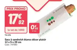 Promocash Sacs à sandwich blancs décor plaisir offre