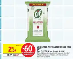 Intermarché Hyper Lingettes antibactériennes x120 cif offre