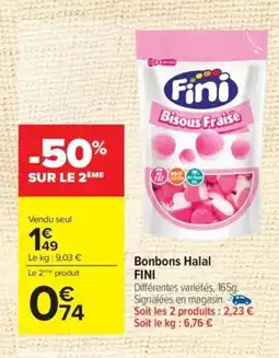 Carrefour FINI Bonbons Halal offre