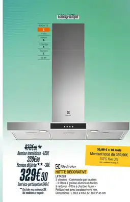 Proxi Confort Electrolux hotte décorative offre