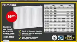 Screwfix Flomasta radiateur eau chaude en acier t22 600 x 800 offre