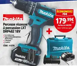 Screwfix Makita perceuse visseuse à percussion lxt dhp482 18v offre