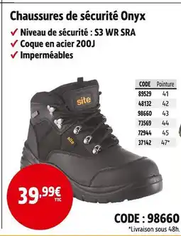 Screwfix Onyx chaussures de sécurité offre