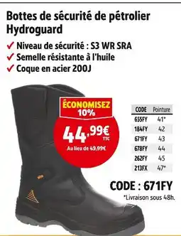 Screwfix Hydroguard bottes de sécurité de pétrolier offre