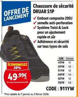 Screwfix Chaussure de sécurité druar s1p offre