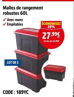 Screwfix Malles de rangement robustes 60l offre