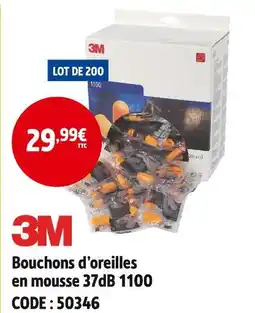 Screwfix 3m bouchons d'oreilles en mousse 37db 1100 offre
