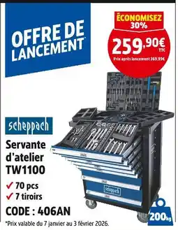 Screwfix Scheppach servante d’atelier tw1100 offre