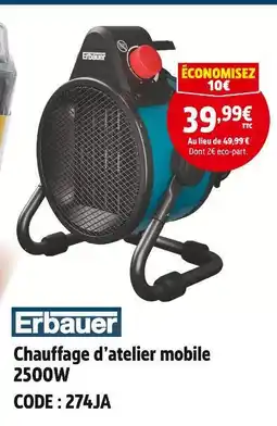 Screwfix Erbauer chauffage d'atelier mobile offre