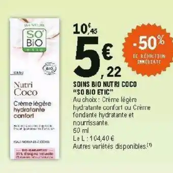E.Leclerc Soins bio nutri coco so bio etic offre