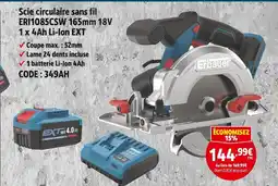 Screwfix Erbauer scie circulaire sans fil eri1085csw 165mm 18v offre