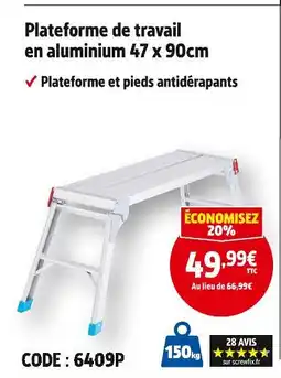 Screwfix Plateforme de travail en aluminium 47 x 90cm offre