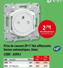 Screwfix Prise de courant 2p+t 16a affleurante bornes automatiques, blanc offre