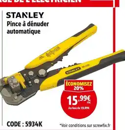 Screwfix Stanley pince à dénuder automatique offre
