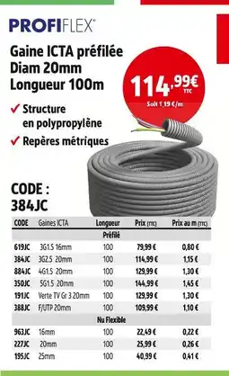 Screwfix Profiflex gaine icta préfilée diam 20mm longueur 100m offre