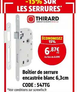 Screwfix Thirard boîtier de serrure encastrée blanc 6,3cm offre