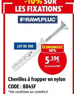 Screwfix Rawlplug chevilles à frapper en nylon offre