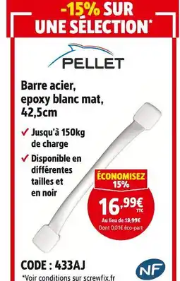 Screwfix Pellet barre acier, epoxy blanc mat, 42,5cm offre