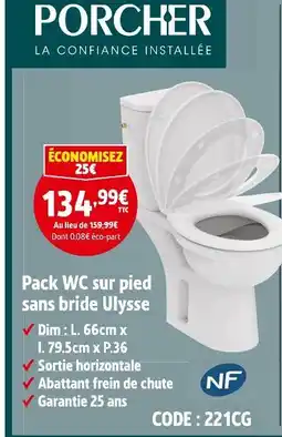 Screwfix Porcher pack wc sur pied sans bride ulysse offre