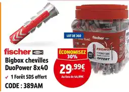 Screwfix Fischer bigbox chevilles duopower 8x40 offre