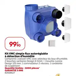 Weldom Kit vmc simple flux autoréglable à détection d'humidité offre