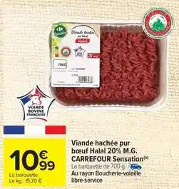 Carrefour Drive Carrefour - viande hachée pur bœuf halal 20% m.g. sensation offre
