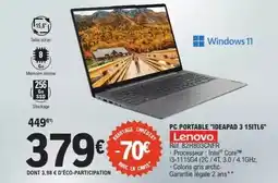 E.Leclerc Lenovo - pc portable ideapad 3 15itl6 offre
