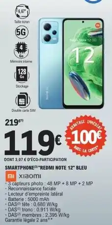 E.Leclerc Xiaomi - smartphone redmi note 12 bleu xjaomi offre
