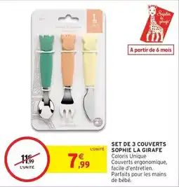 Intermarché Hyper Facile - set de 3 couverts sophie la girafe offre