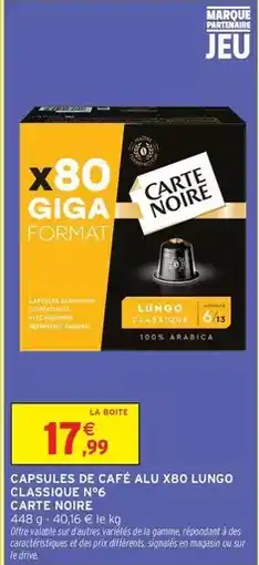 Intermarché Hyper Carte noire - capsules de café alu x80 lungo classique neg offre