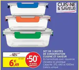 Intermarché Hyper Set de 3 boîtes de conservation cuisine et saveur offre