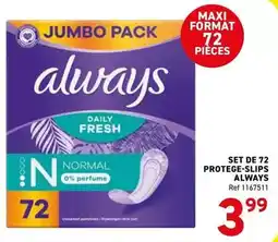 Trafic Always - set de 72 protege-slips offre