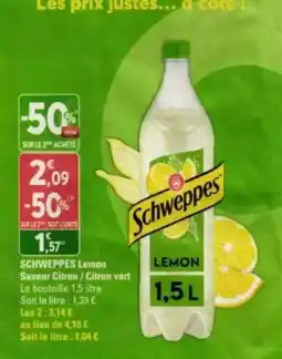 Diagonal Schweppes - lemon saveur citron / citron vert offre