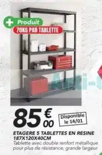 Les Briconautes Etagere 5 tablettes en resine 187x120x40cm offre