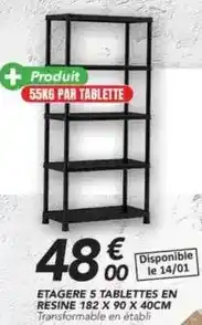 Les Briconautes Etagere 5 tablettes en resine 182 x 90 x 40cm offre